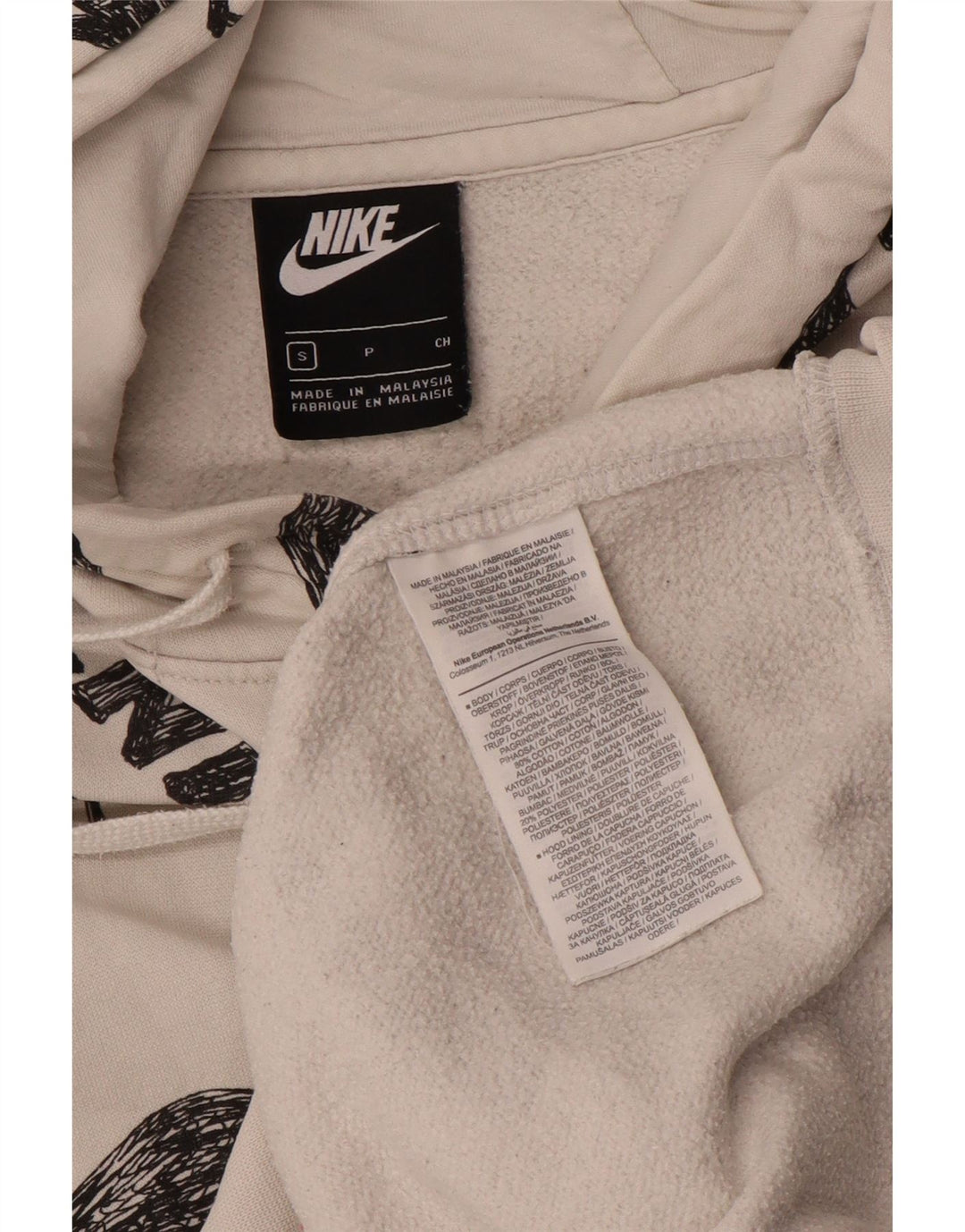Nike Pull à capuche graphique pour homme Petit coton blanc cassé