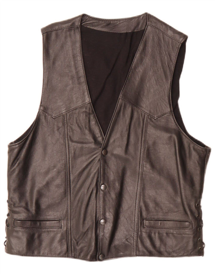 gilet en cuir homme vintage petit noir