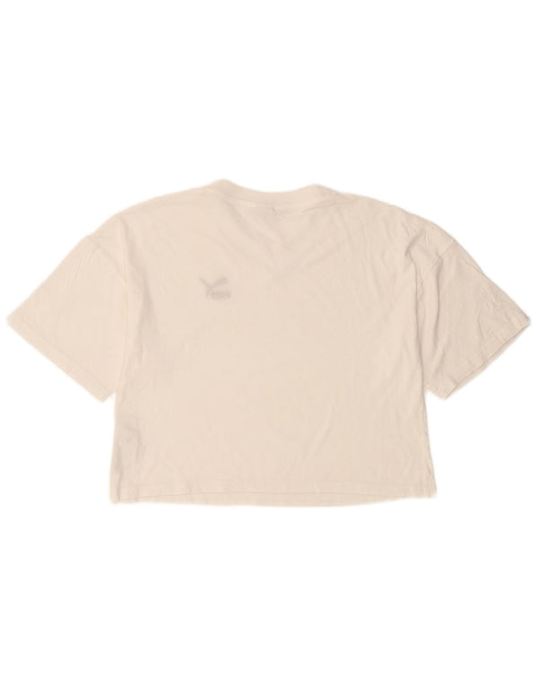 Puma T-shirt court surdimensionné pour femme UK 6 XS Blanc Coton
