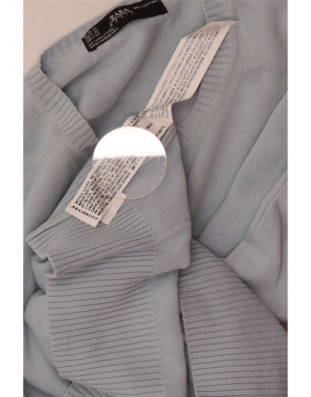 Zara Pull ras du cou pour homme XL en coton bleu