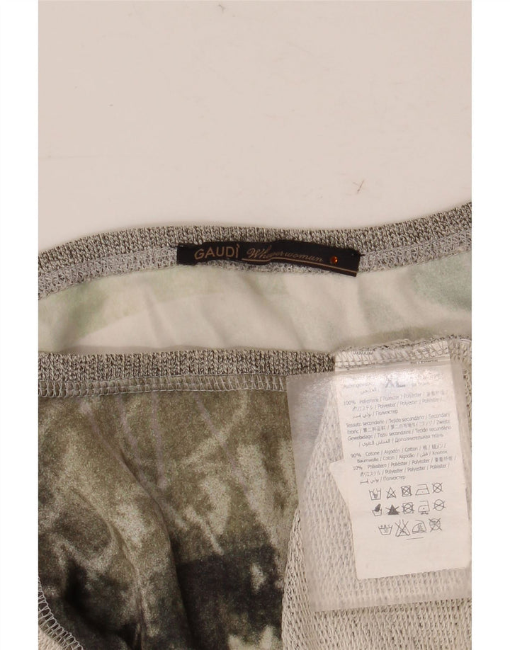 Gaudi Womens Graphic Blouse Top UK 18 XL Gris Colorblock Polyester