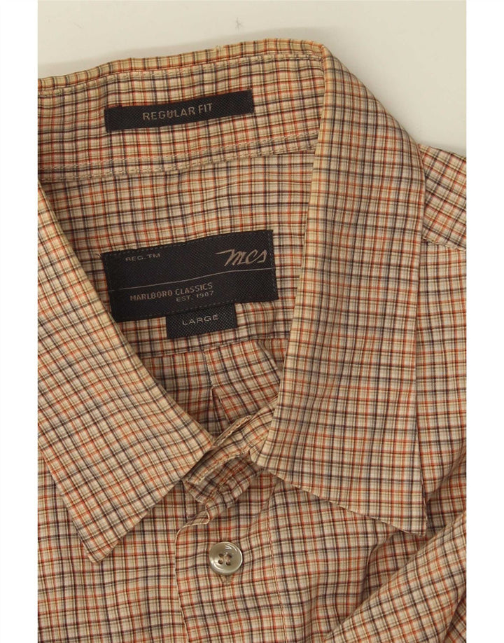 Marlboro Classics Chemise coupe classique pour homme à carreaux marron