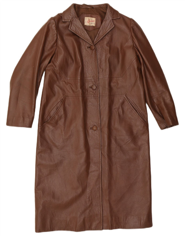 Germano Manteau en cuir pour femme UK 14 Marron moyen