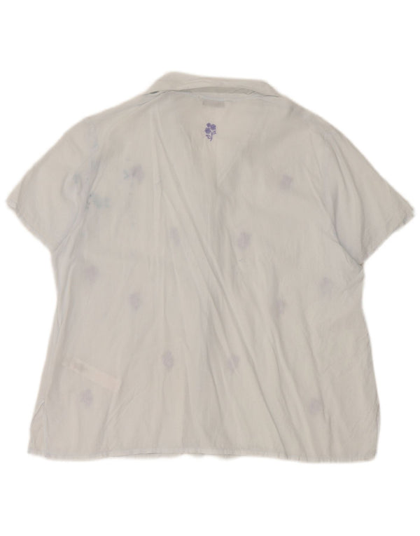 Marks & Spencer Chemise à manches courtes pour femme UK 12 Bleu moyen Coton floral