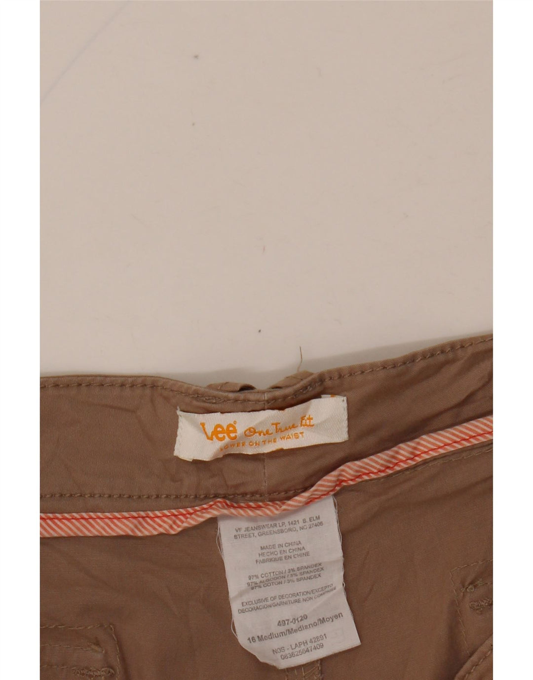 LEE Short Chino Femme US 16 2XL W38 Coton Marron