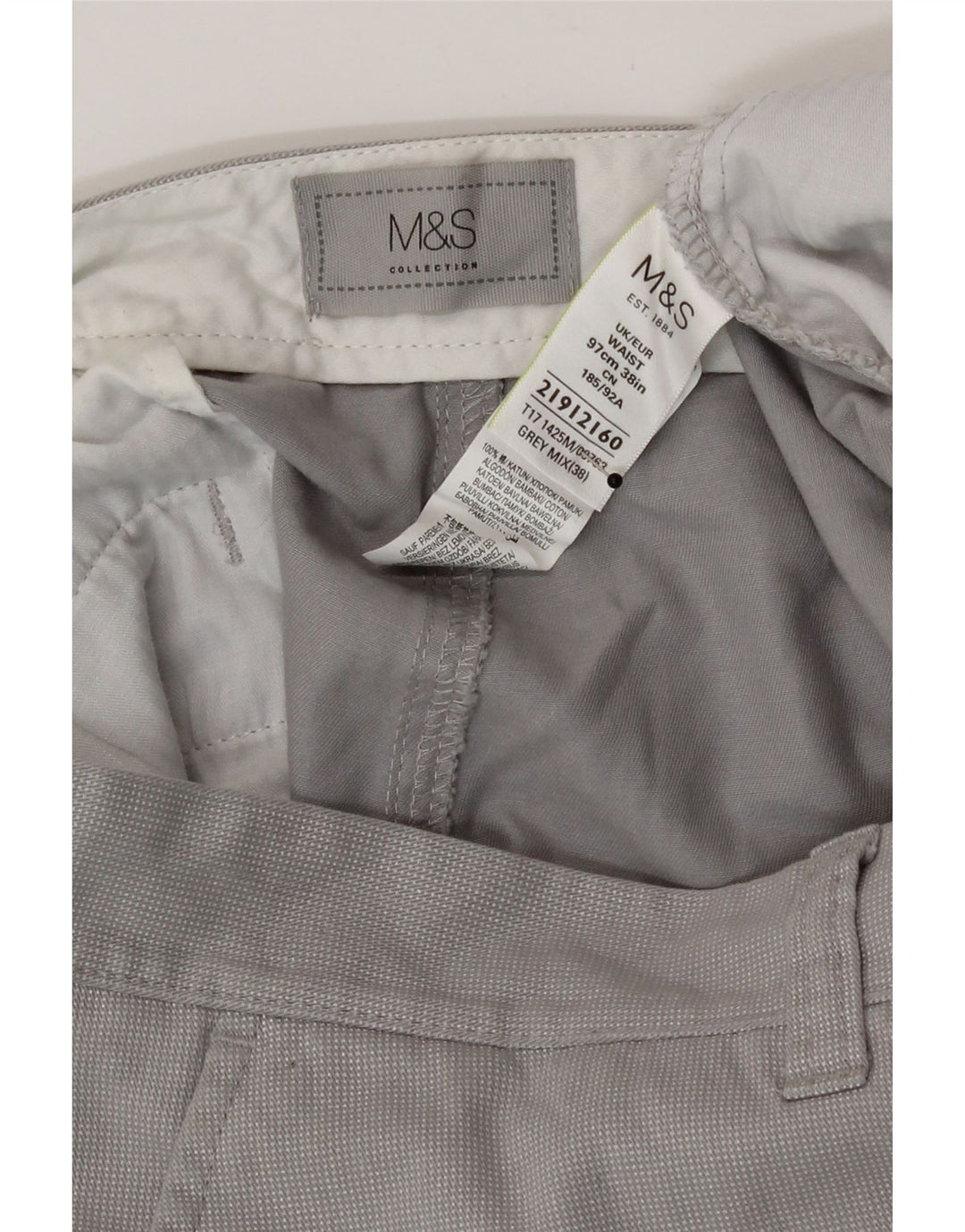 Marks & Spencer Short Chino Homme W38 XL Gris Coton