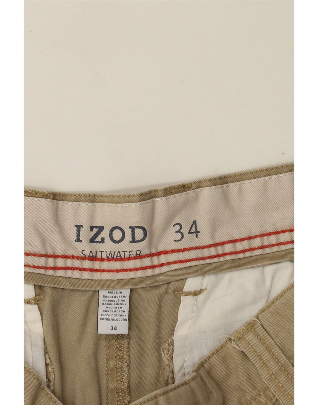 IZOD Short cargo d'eau salée pour homme W34 Grand coton beige