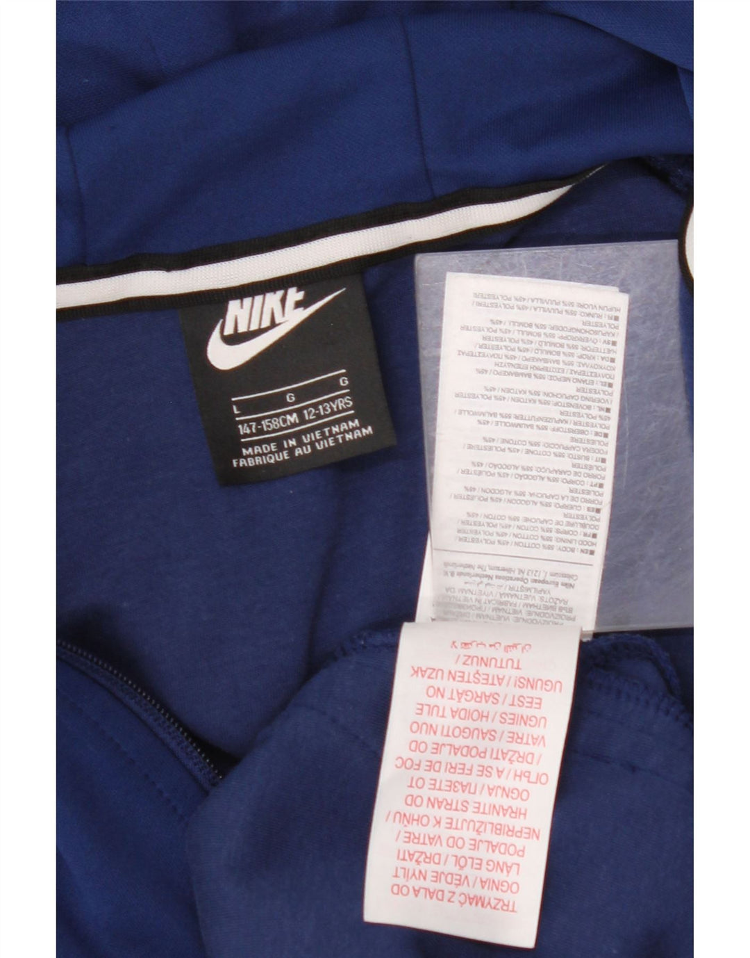 NIKE Pull à capuche zippé pour garçon 12-13 ans Large Bleu Marine Colorblock
