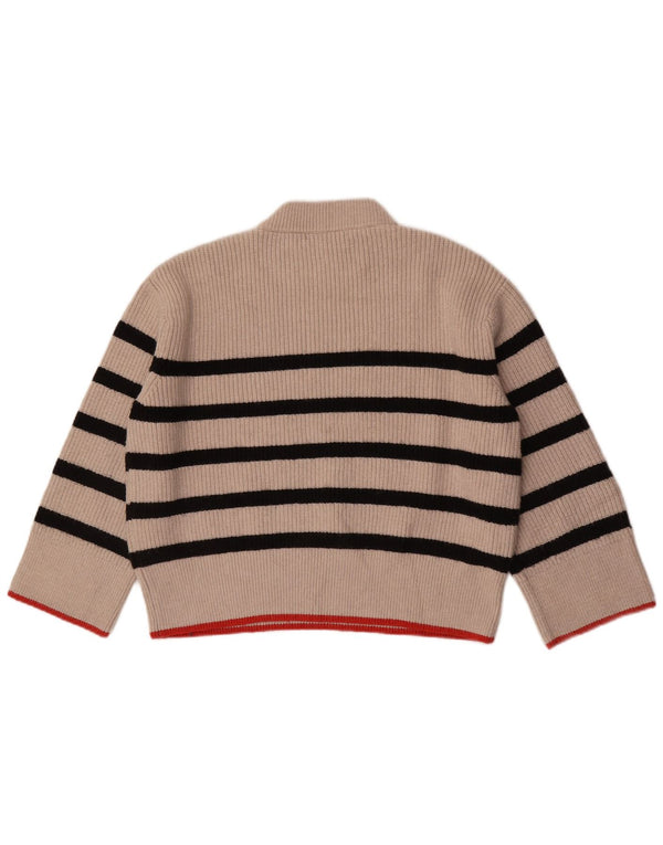 Zara Pull court surdimensionné à col roulé pour femme UK 10 Petit Beige