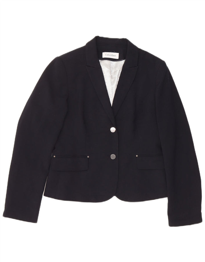 CALVIN KLEIN Veste blazer à 2 boutons pour femme UK 14 Bleu marine moyen