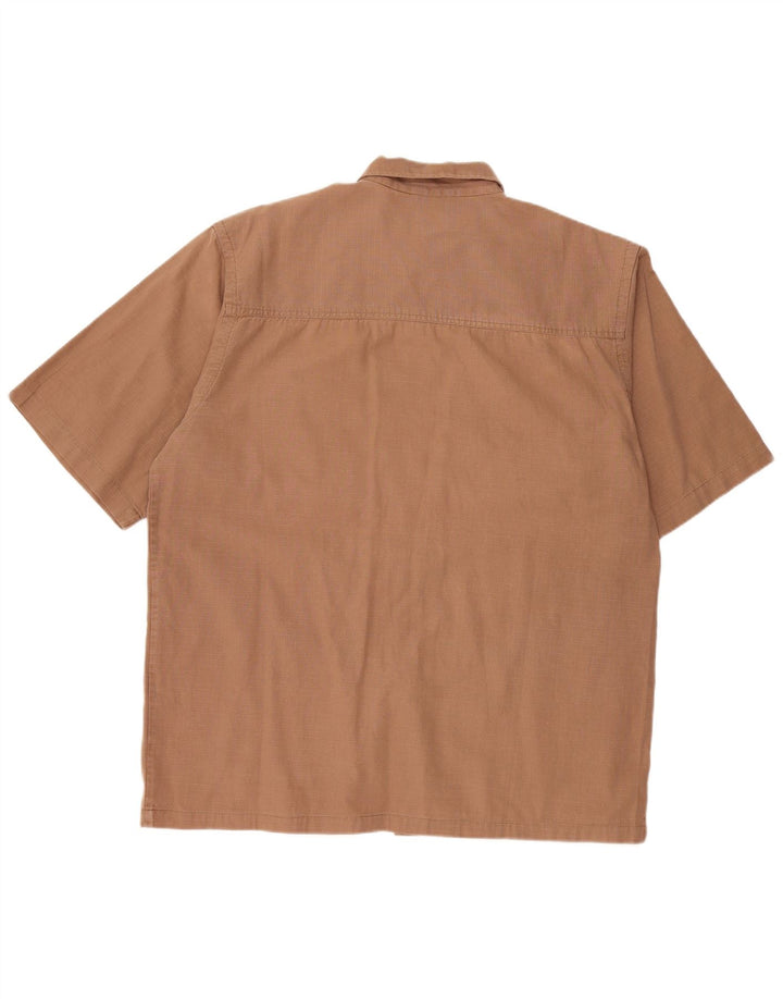 JEEP Chemise à manches courtes pour homme XL en coton à carreaux marron