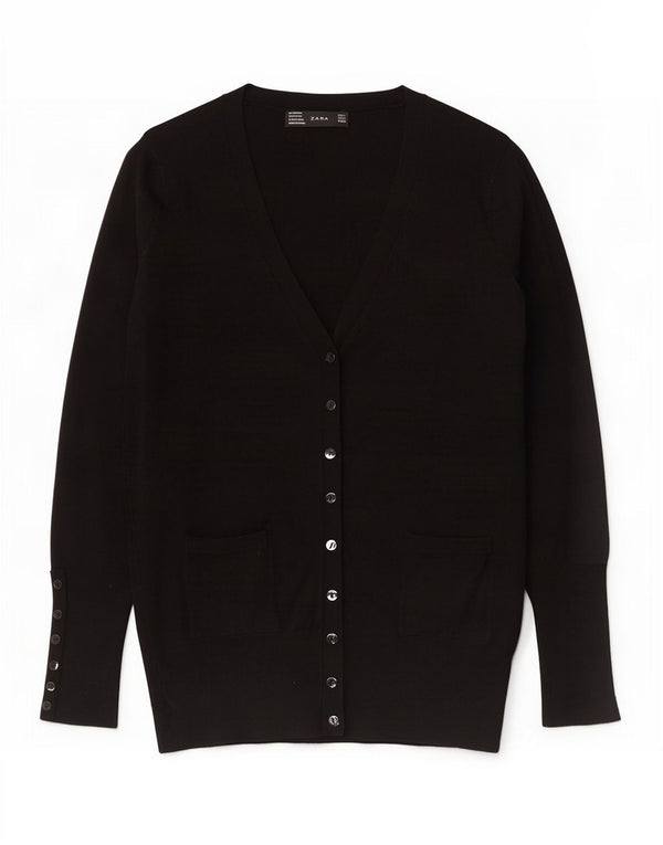 Zara Womens Cardigan Sweater UK 14 Large Rayonne Noire