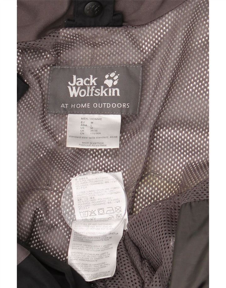 JACK WOLFSKIN Veste de pluie à capuche pour homme UK 36/38 Medium Noir Colourblock