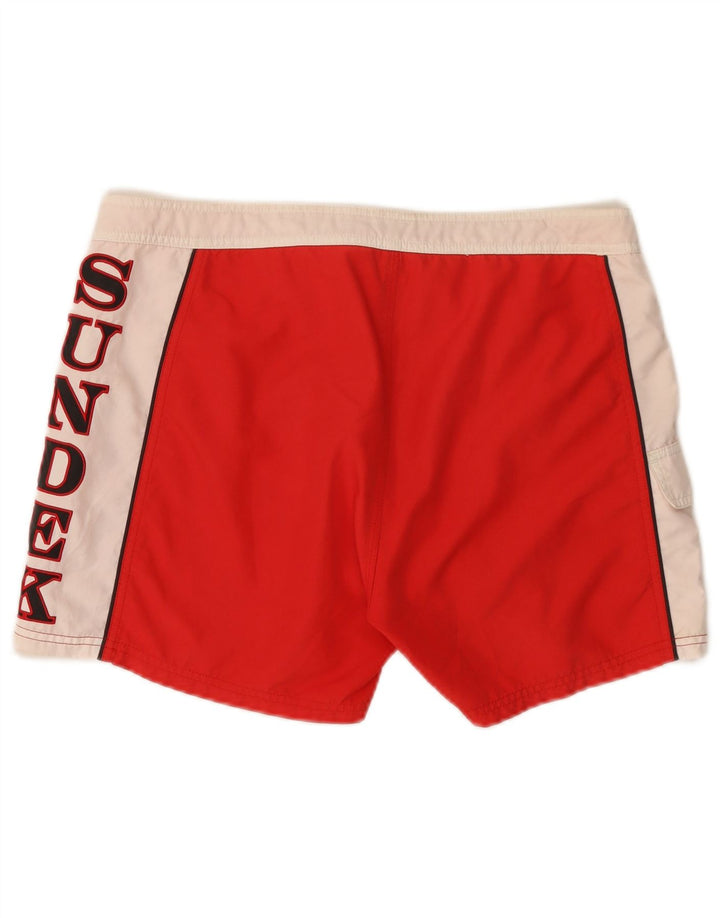 Sundek Short de bain graphique pour hommes, grand color block rouge