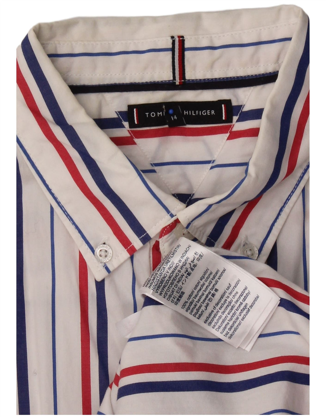 TOMMY HILFIGER Chemise garçon 13-14 ans Coton à fines rayures blanc