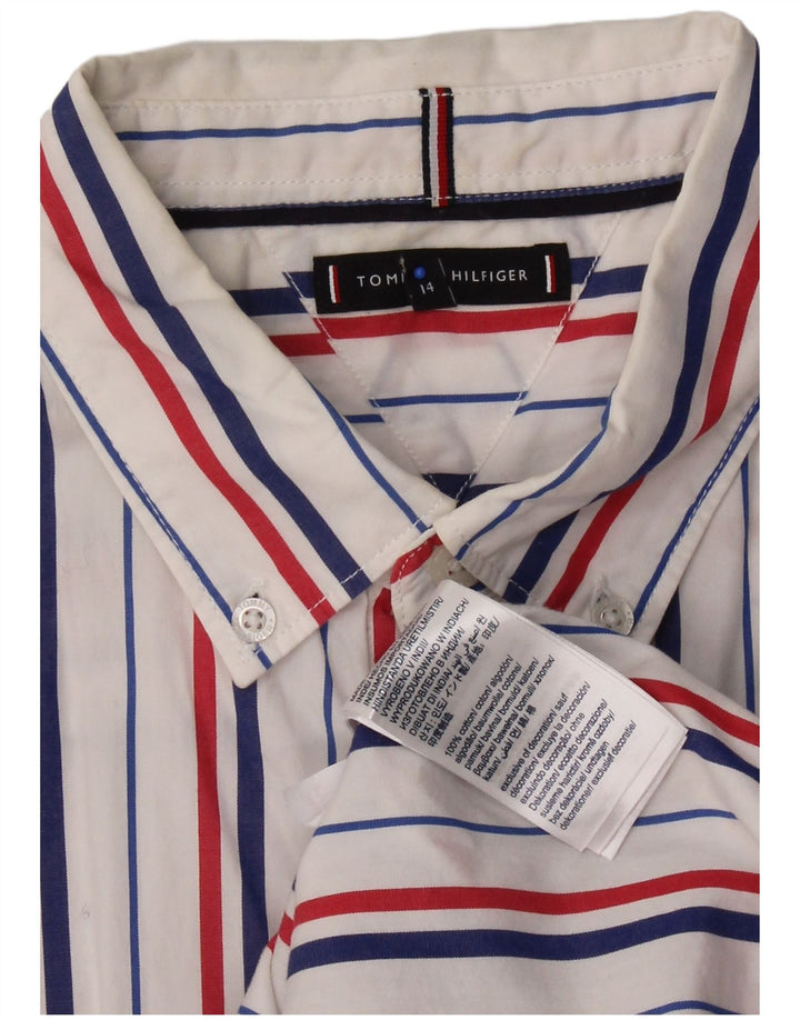 TOMMY HILFIGER Chemise garçon 13-14 ans Coton à fines rayures blanc