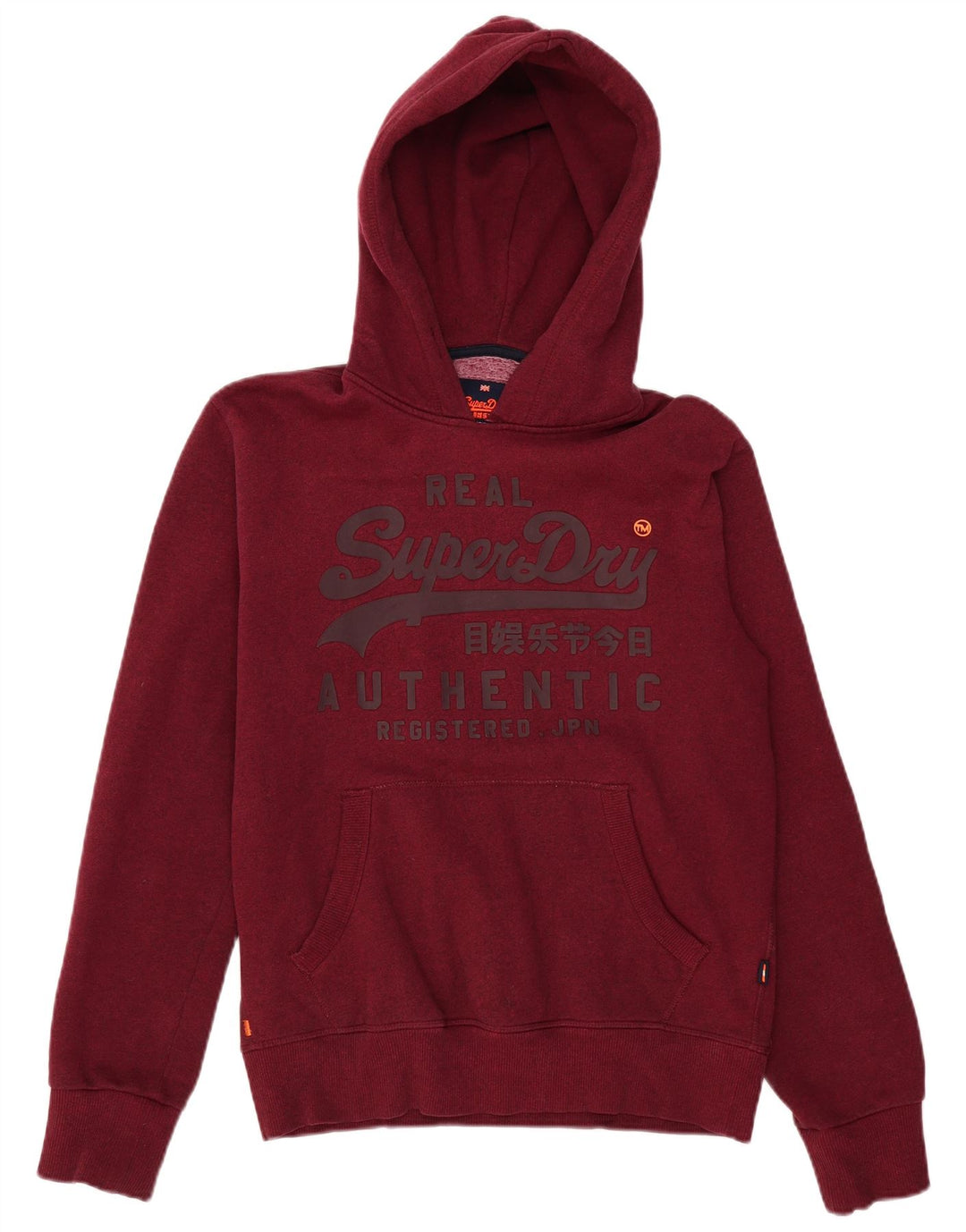 SUPERDRY Pull à capuche graphique pour homme en coton bordeaux moyen