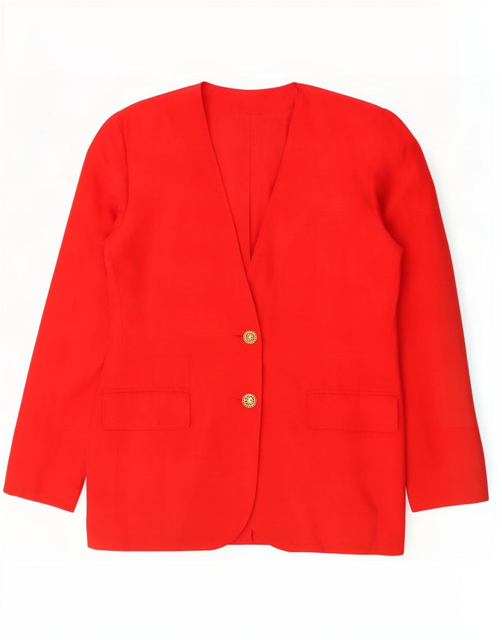 vintage Femme 2 Bouton Blazer Veste UK 14 Grande Soie Rouge