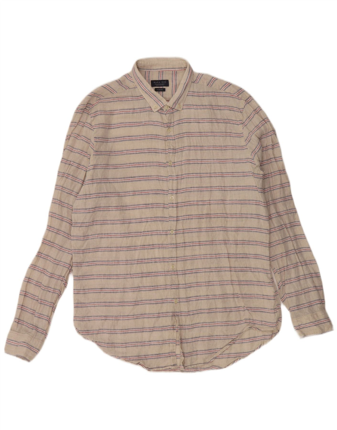 Zara Chemise Slim Fit XL Gris Rayé Homme