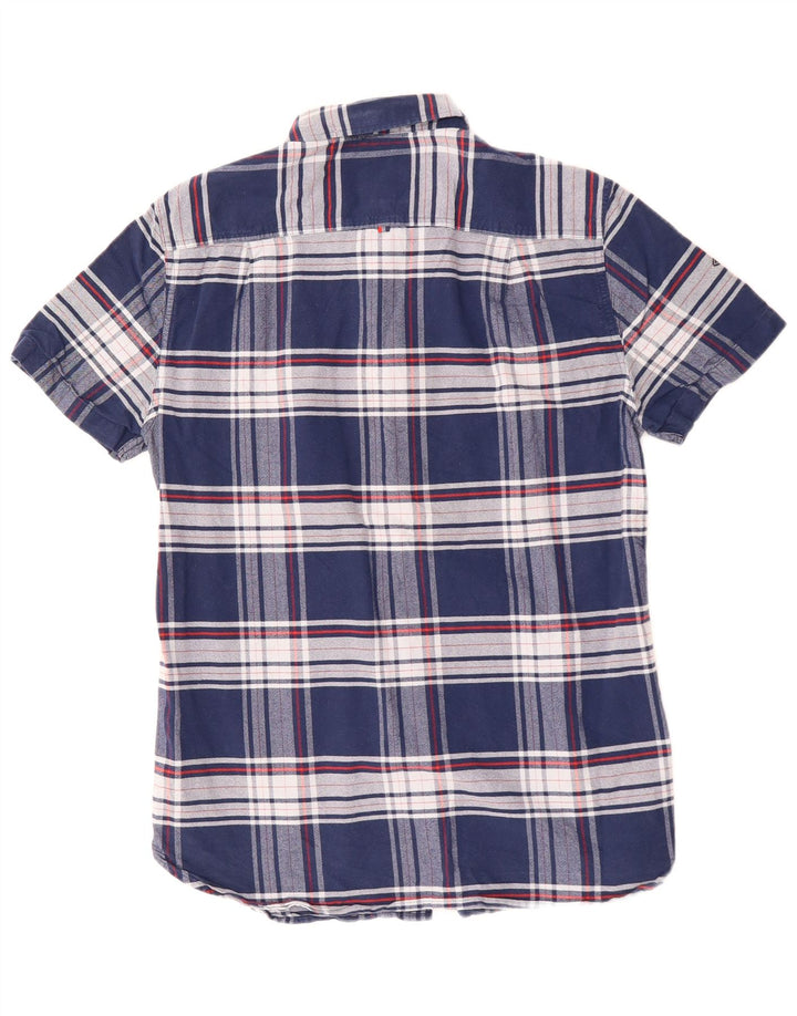 SUPERDRY Chemise à Manches Courtes Homme Bleu Marine Moyen Carreaux Coton