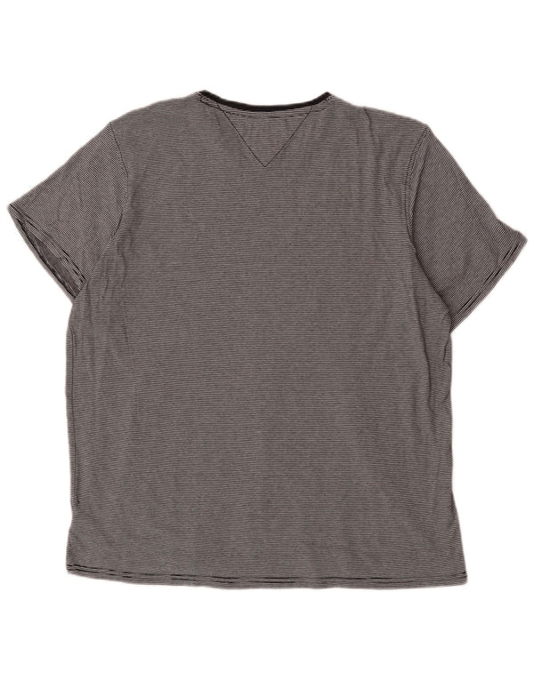 Tommy Hilfiger T-Shirt Homme Top XL Gris Pinstripe Coton