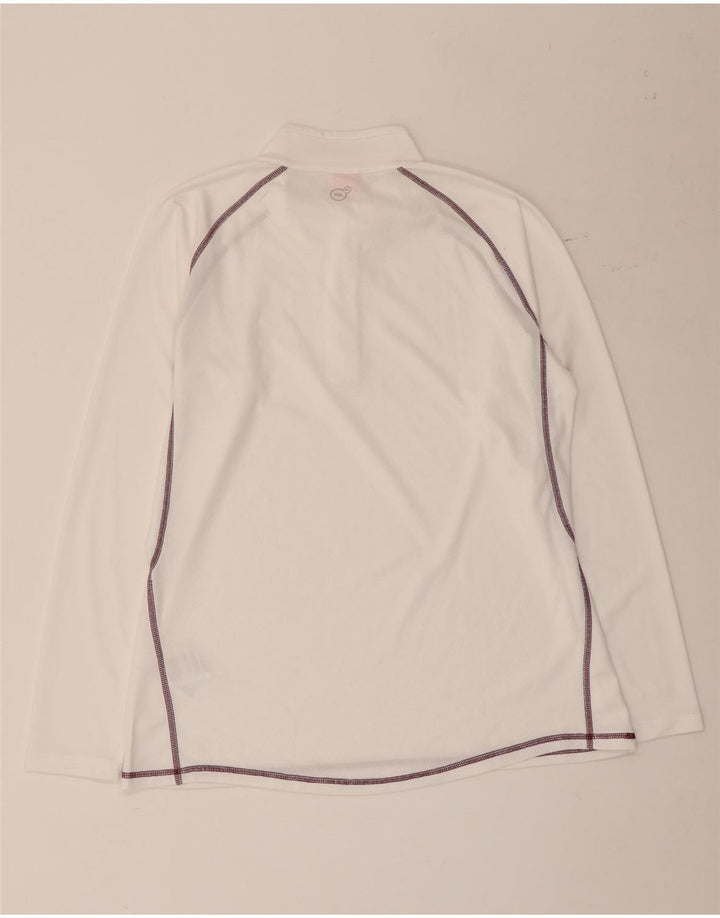 Puma Haut de survêtement à col zippé pour femme UK 16 Large Blanc Polyester