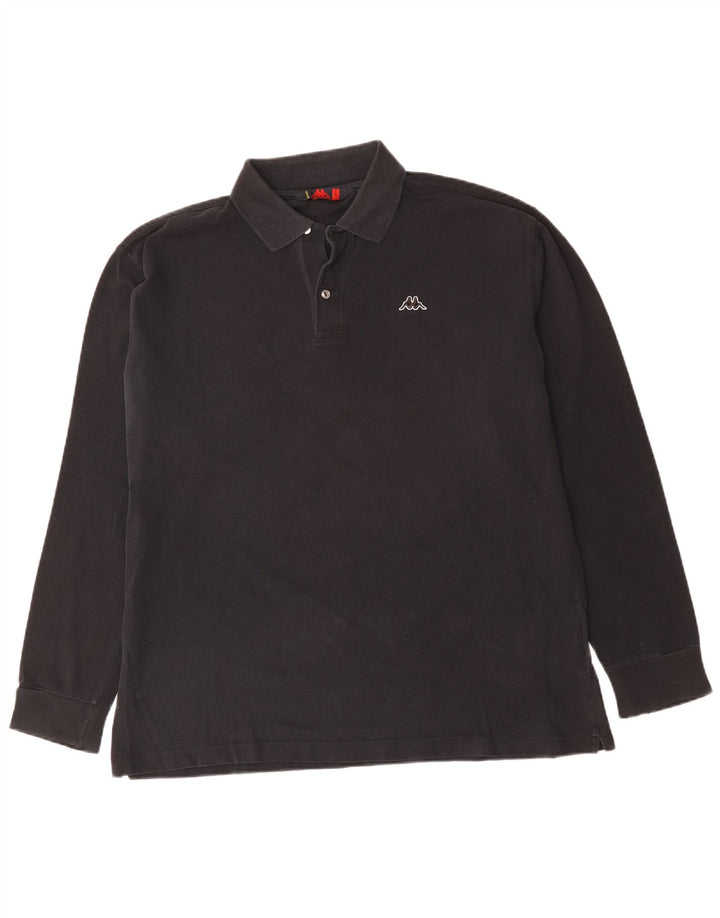 KAPPA Polo à Manches Longues Homme XL Noir Coton