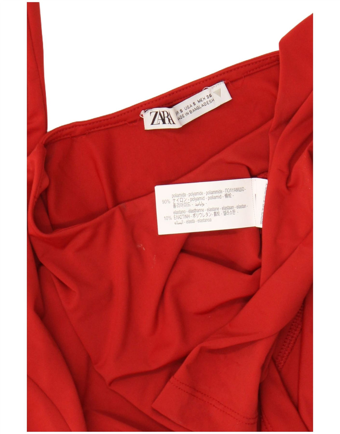 Zara Femme Crop Top Manches Longues UK 8 Small Rouge Polyamide