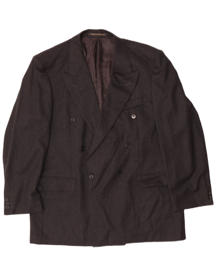 Marks & Spencer Veste blazer double boutonnage pour homme UK 44 XL Gris laine vierge
