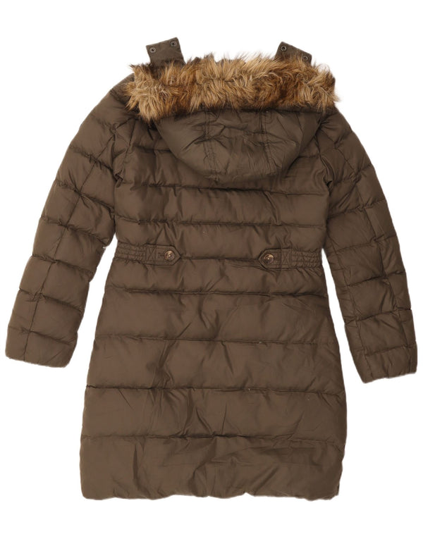 Tommy Hilfiger Manteau rembourré à capuche pour femme UK 10 Petit Kaki Polyester
