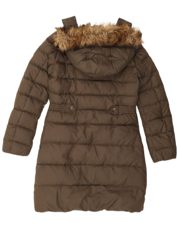 Tommy Hilfiger Manteau rembourré à capuche pour femme UK 10 Petit Kaki Polyester