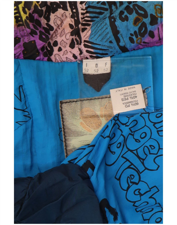 veste de ski surdimensionnée femme vintage IT 52 2XL Blue Animal Print Polyamide