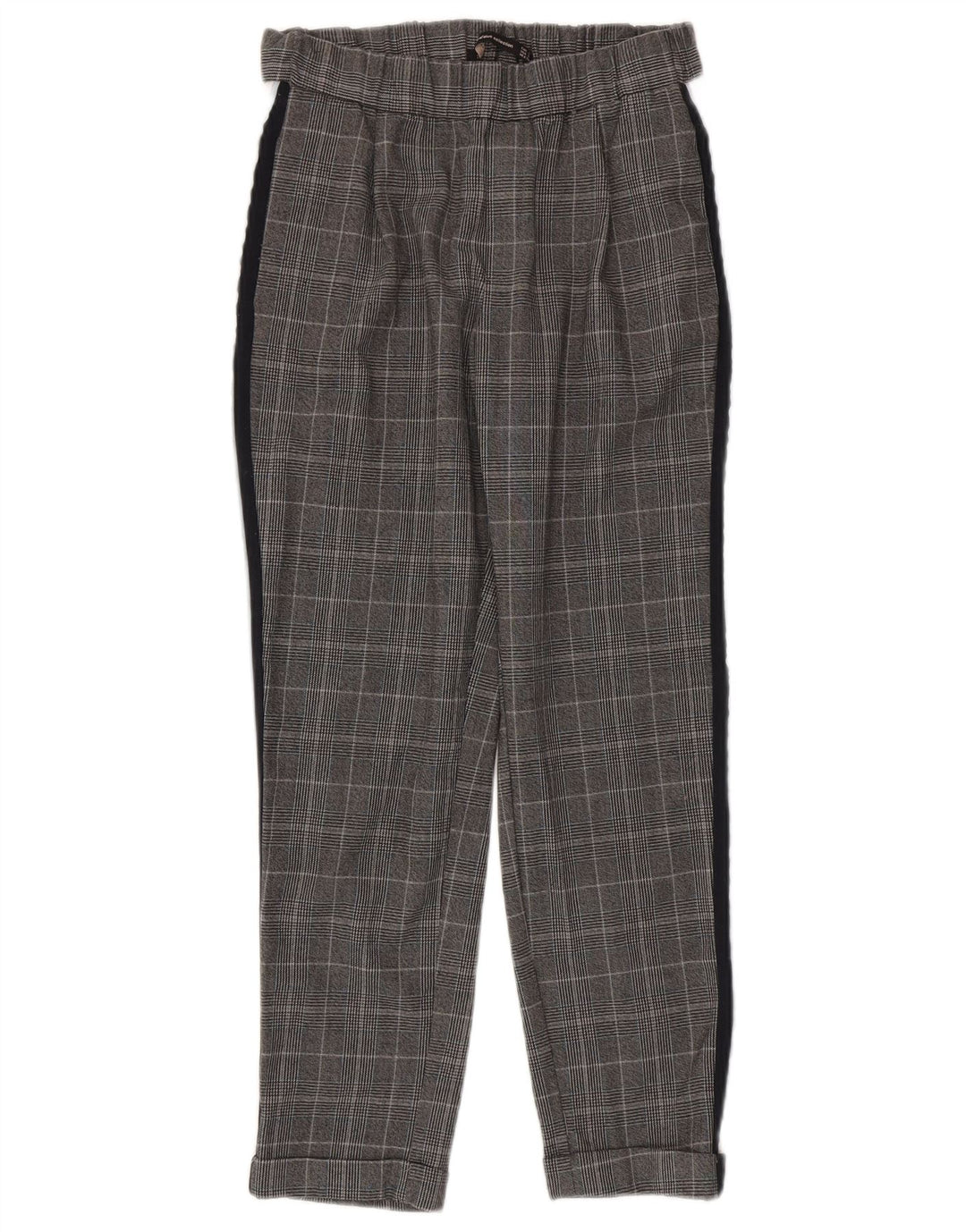 Zara Pantalon décontracté slim pour femme Petit W26 L24 Gris à carreaux Polyester