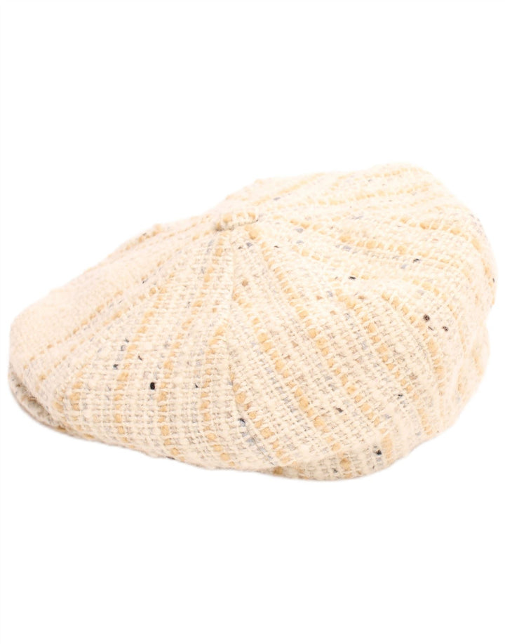 DONEGAL Casquette Plate Femme Large Beige à Chevrons Laine Vierge