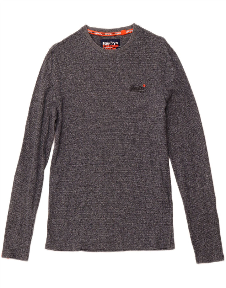 SUPERDRY Homme Top Manches Longues Petit Bleu Marine Moucheté Coton