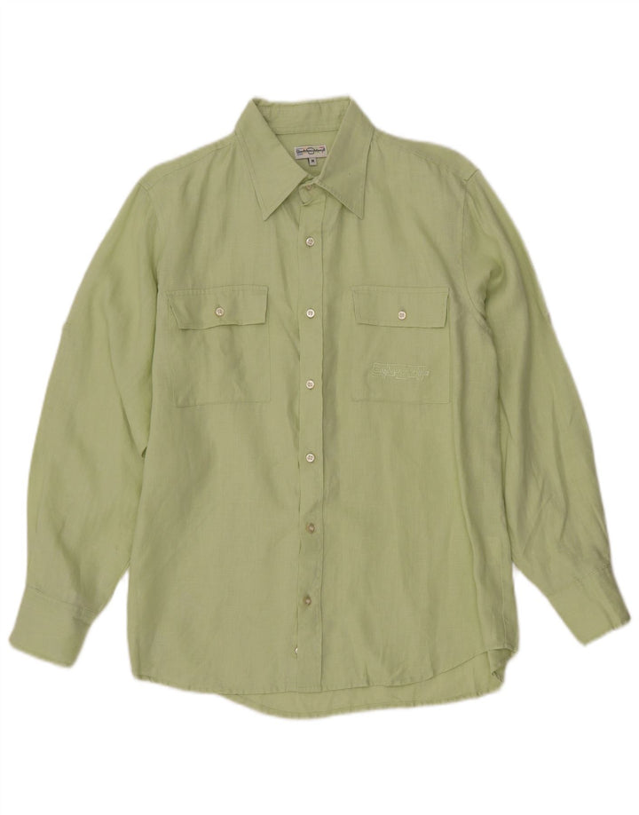 GIAN MARCO VENTURI Chemise Homme Lin Vert Moyen