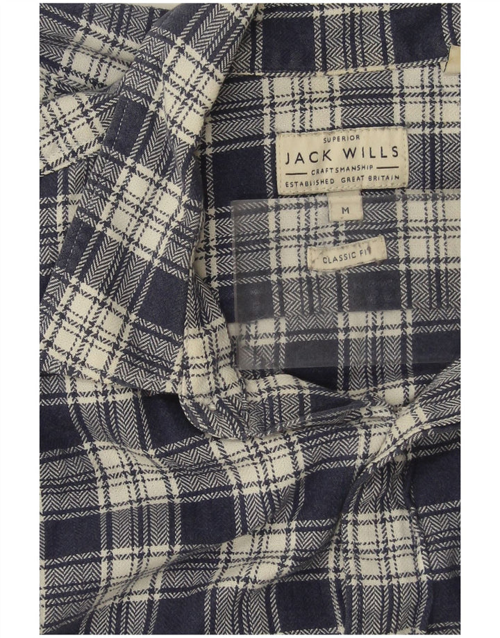 JACK WILLS Chemise classique en flanelle pour homme en coton à carreaux bleu marine moyen