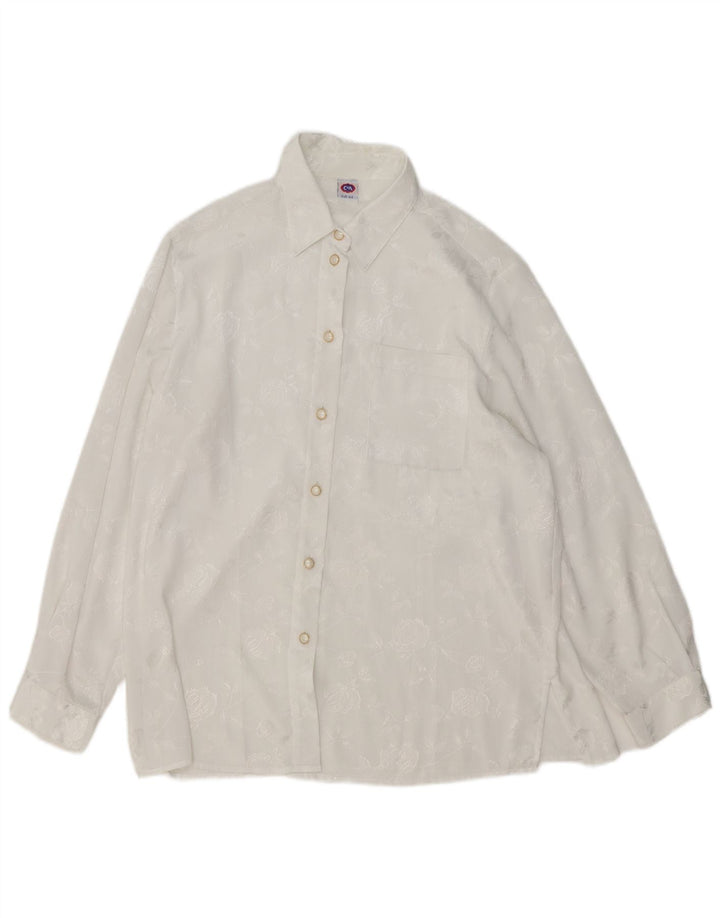 C&A Chemisier Femme EU 44 XL Blanc Floral Polyester