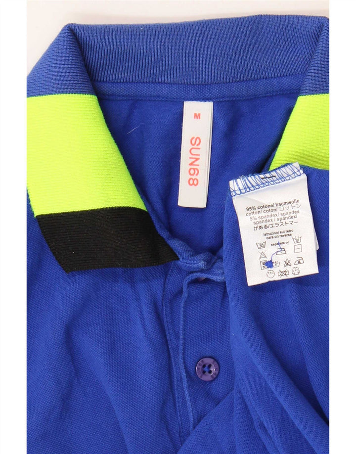 Sun68 Polo Homme Bleu Moyen Rayé Coton