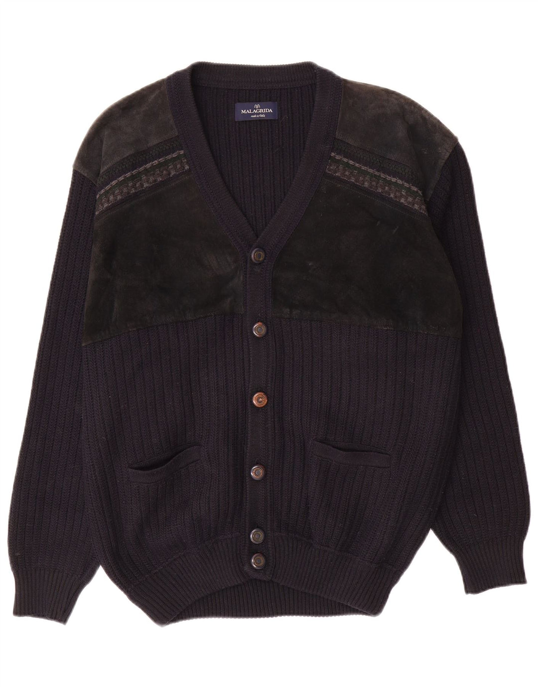 Malagrida Cardigan Homme Pull Large Bleu Marine