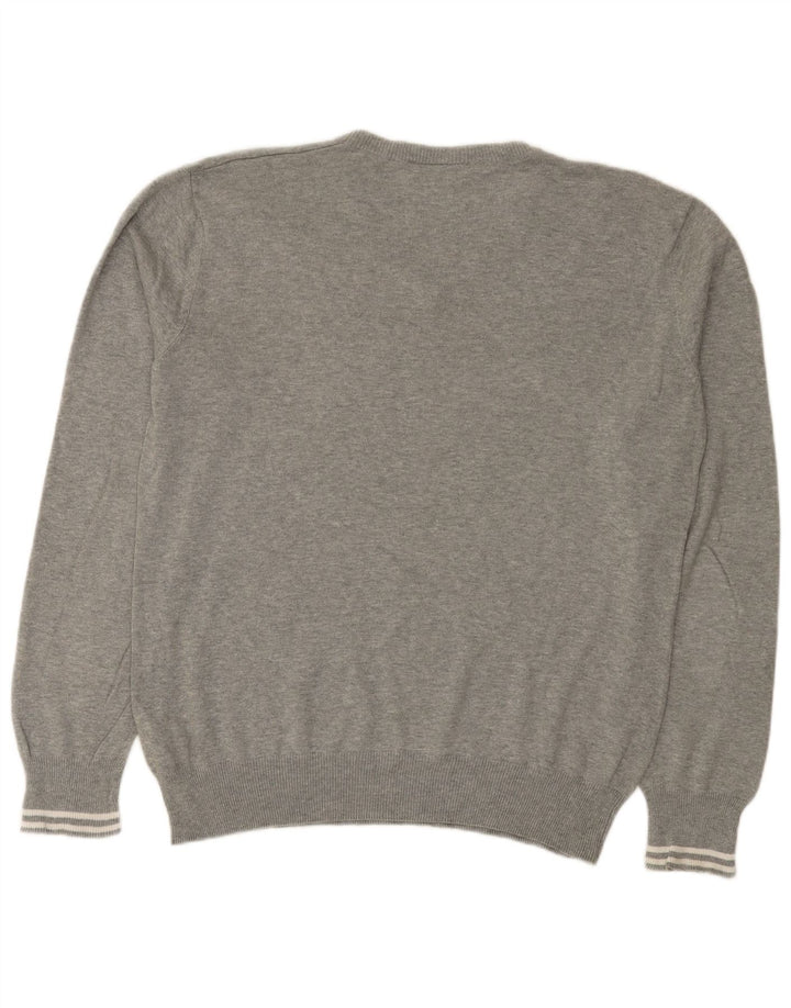 Lotto Pull col V pour homme en coton gris Taille L