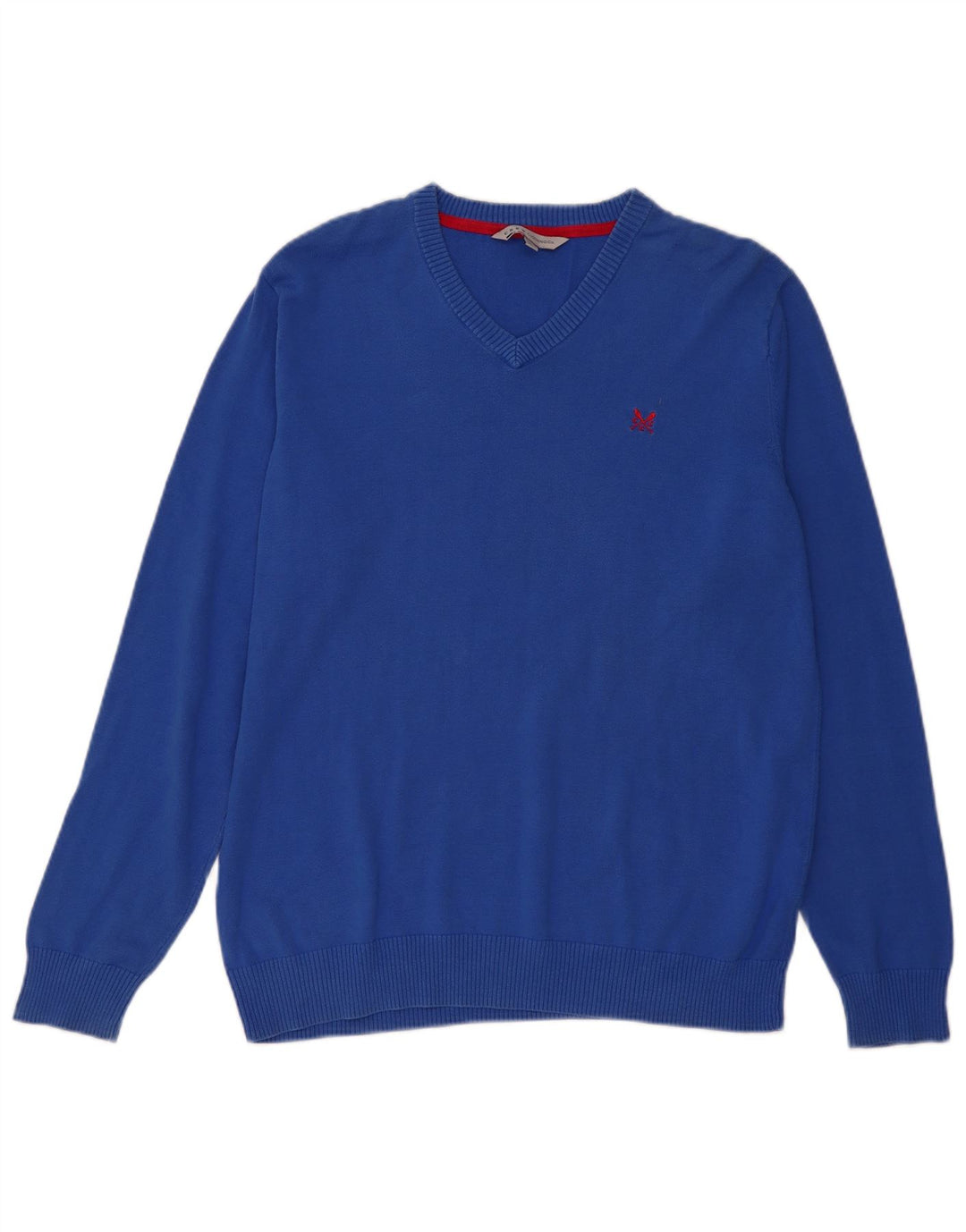 Crew Clothing Pull col V Homme XL Bleu Coton