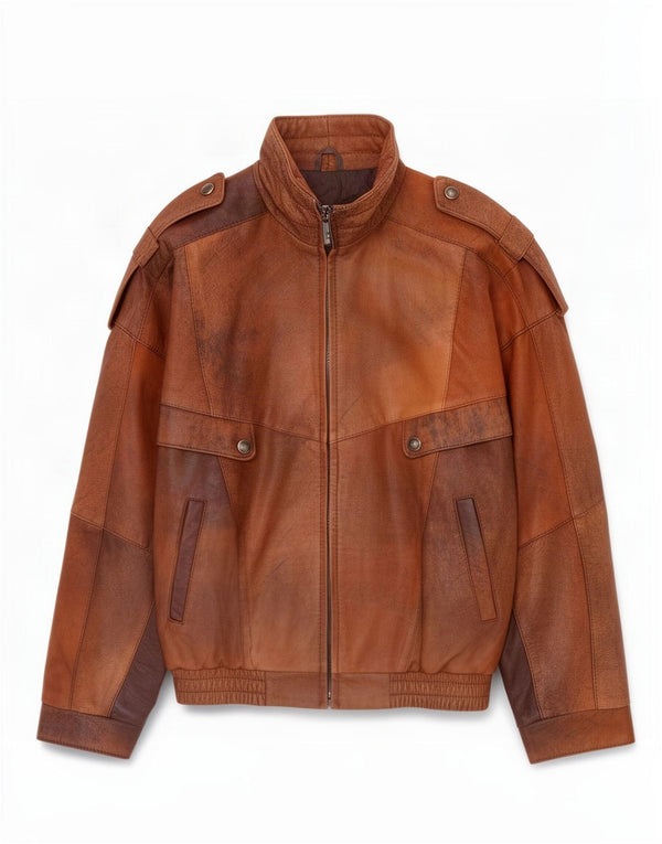 veste en cuir militaire vintage pour hommes UK 36 Petit Brun