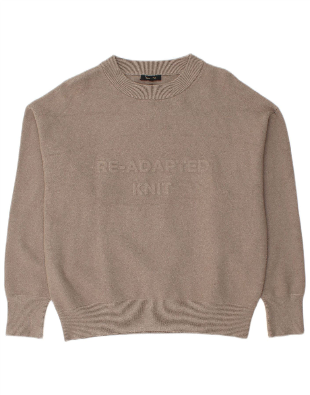 Massimo Dutti Pull graphique à col rond pour femme UK 14 Beige moyen