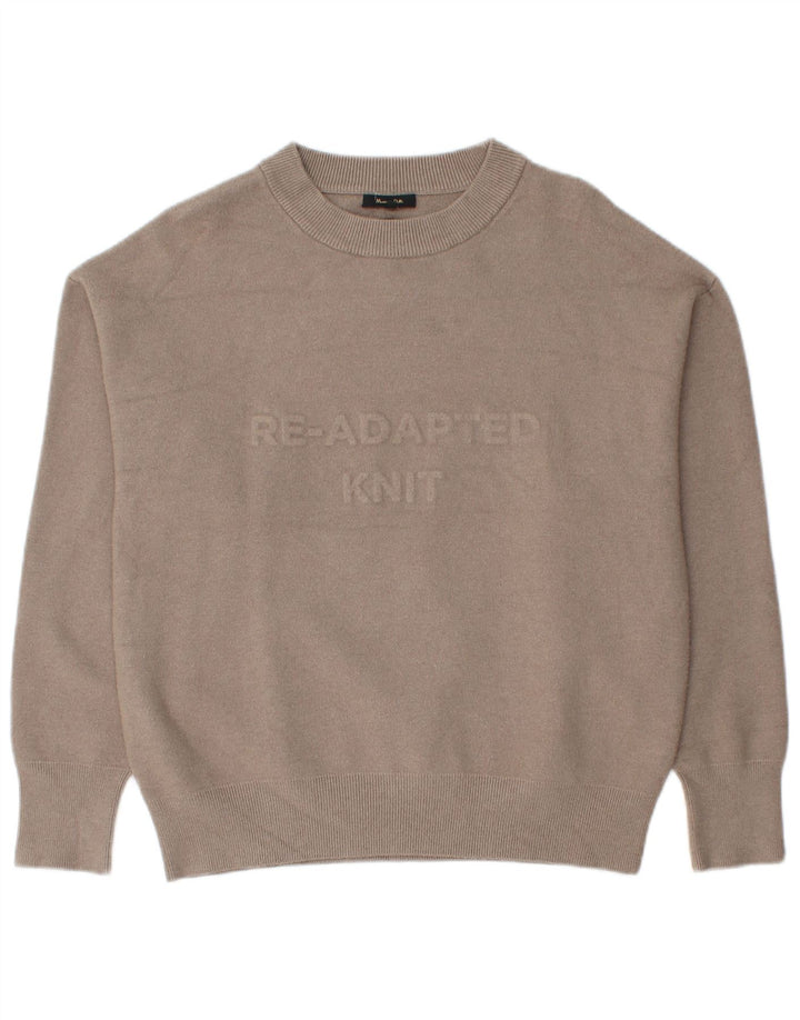 Massimo Dutti Pull graphique à col rond pour femme UK 14 Beige moyen