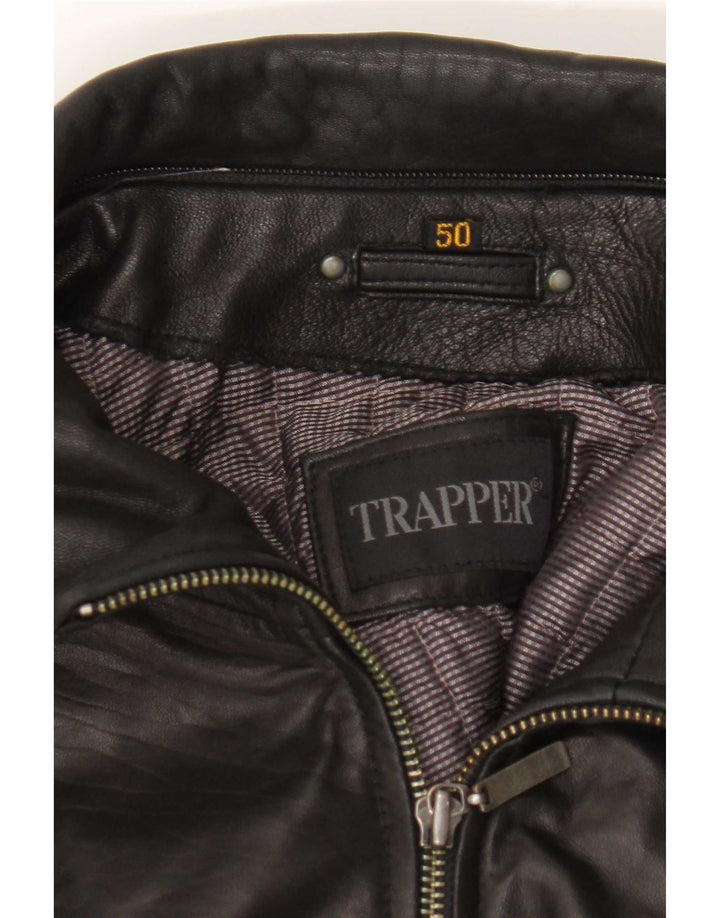 Trapper Veste en cuir pour homme IT 50 Large Noir