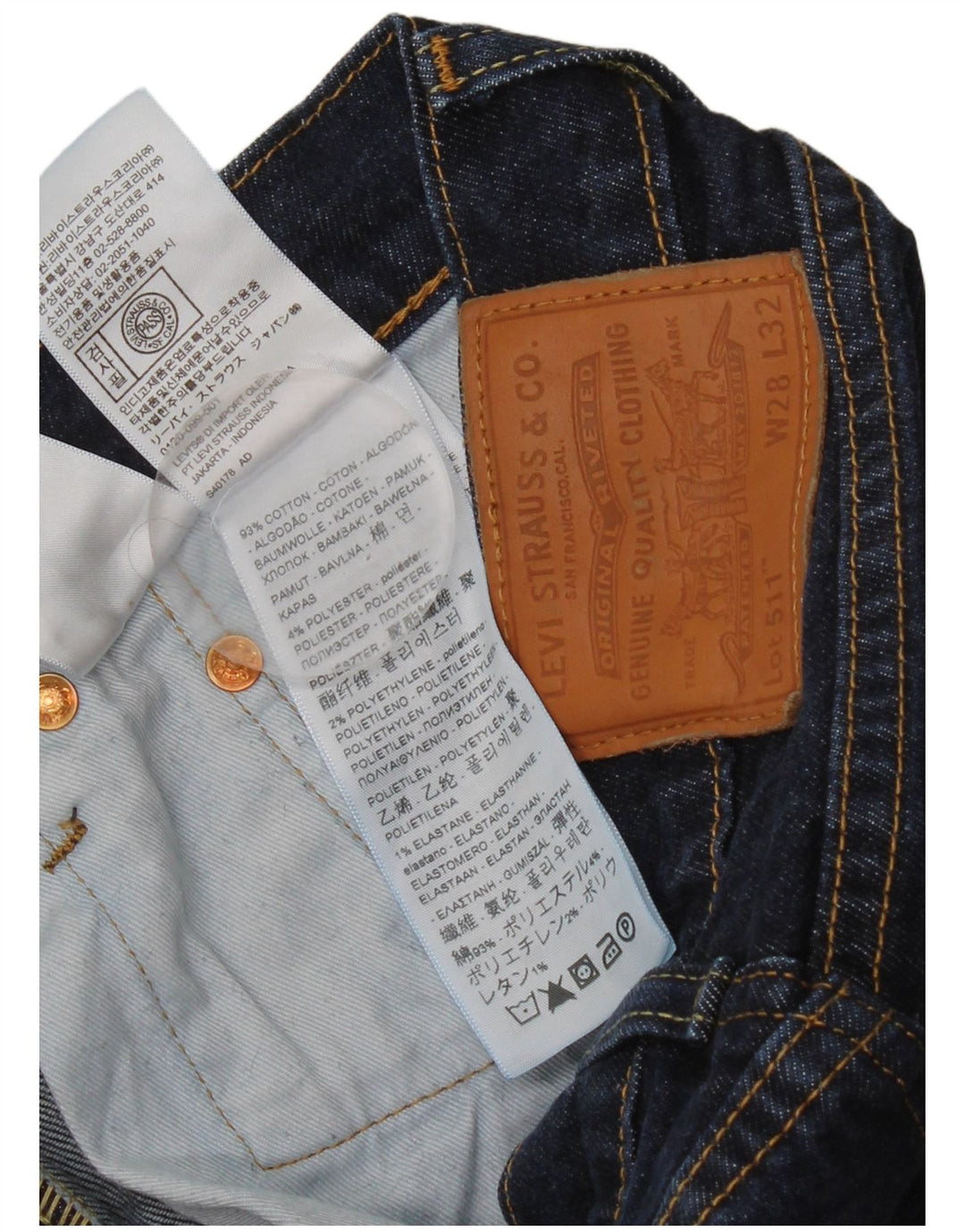 Levi's Jean Slim 511 Homme Bleu W28 L32 Coton