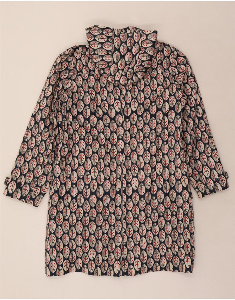 SEASALT Womens Hooded Overcoat UK 14 Large  Navy Blue Floral Cotton Vintage Seasalt and Second-Hand Seasalt from Messina Hembry 