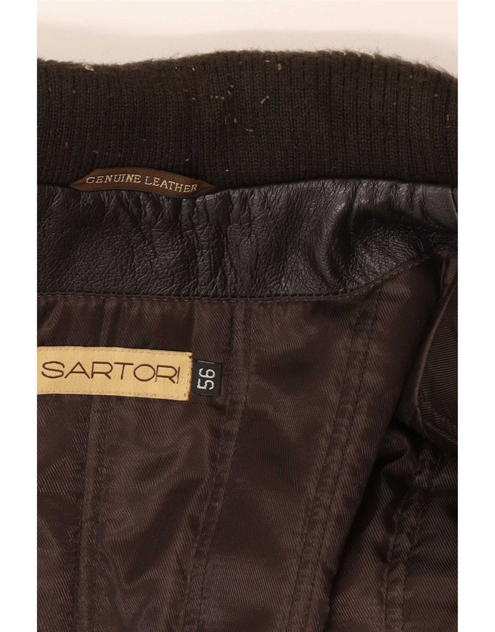 Manteau en cuir homme vintage IT 58 3XL Noir