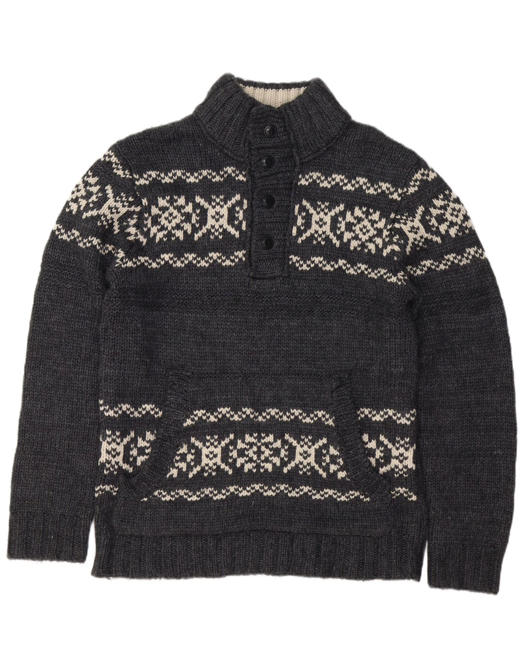 Dockers Pull à col boutonné pour homme, grand, gris, Fair Isle, acrylique